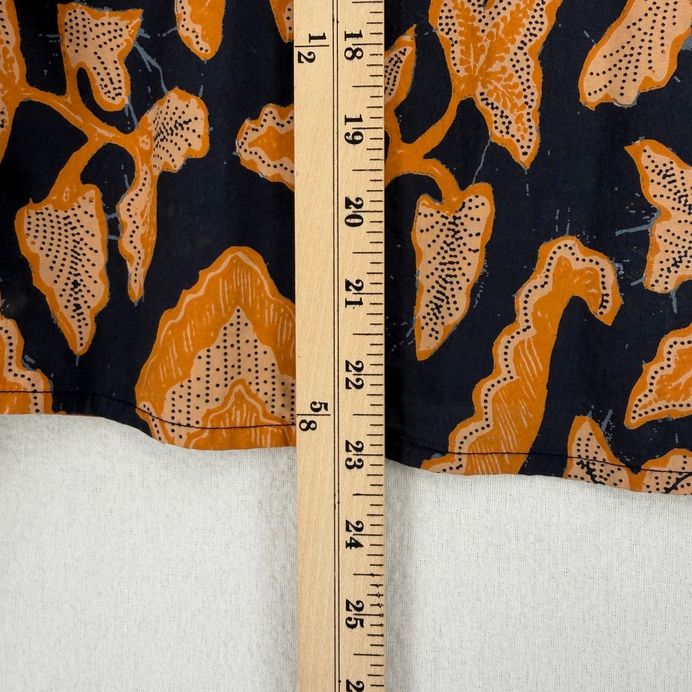 ULLA JOHNSON Gemi Blouse Women 6 Navy Orange Floral Long Sleeve Pleated Cotton - Picture 12 of 13